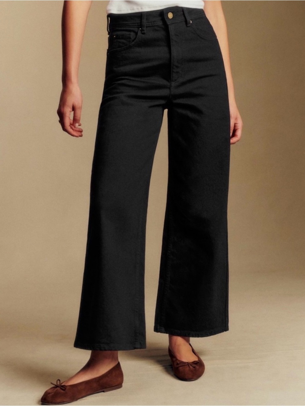 Sezane Le Crop - Black Wide-Leg High-Rise Jeans